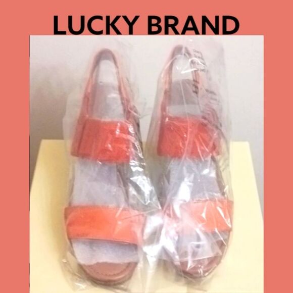 LUCKY BRAND  Women's 🍊 Tangerine Wedge  Sandals.NIB SIZE 9 - Picture 1 of 8